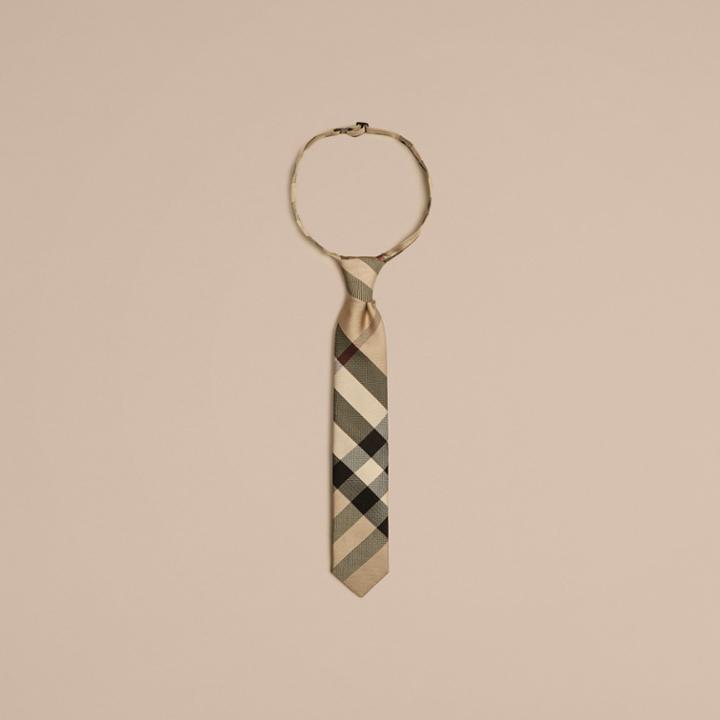 Burberry Burberry Modern Cut Check Silk Tie, Size: Os, Beige