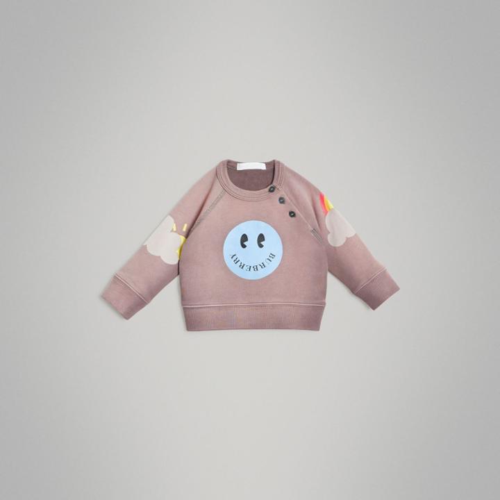 Burberry Burberry Smiley Face Print Cotton Sweatshirt, Size: 18m, Purple