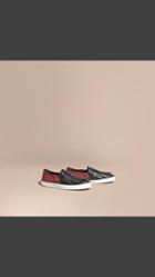 Burberry Python Print Cotton And Leather Trainers