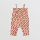 Burberry Burberry Childrens Smocked Monogram Print Cotton Poplin Jumpsuit, Size: 2y, Red