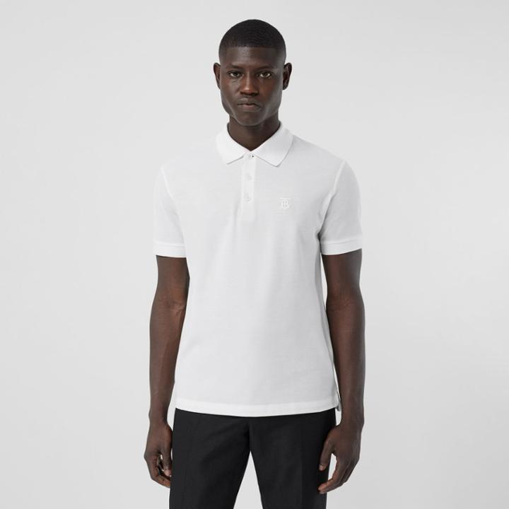 Burberry Burberry Monogram Motif Cotton Piqu Polo Shirt# , Size: Xl, White