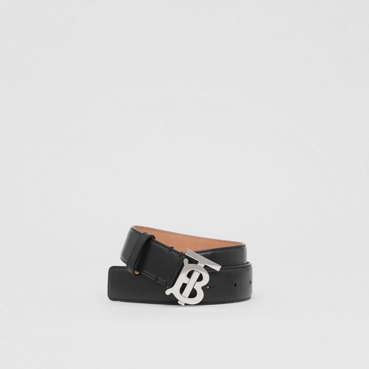 Burberry Burberry Monogram Motif Leather Belt, Size: S, Grey