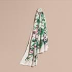 Burberry Burberry Peony Rose Print Modal And Cashmere Scarf, Green