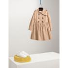 Burberry Burberry Check Detail Stretch Cotton Trench Dress, Size: 14y, Yellow