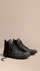Burberry Lace-up Rubberised Leather Boots