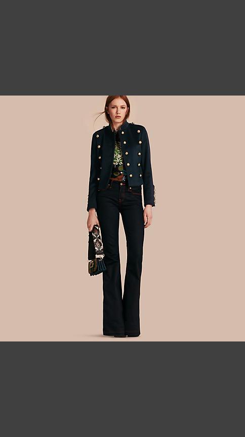 Burberry Wool Cashmere Military Jacket With Internal Quilting