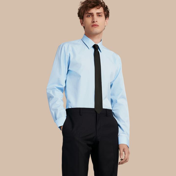 Burberry Burberry Modern Fit Cotton Poplin Shirt, Size: 15, Blue