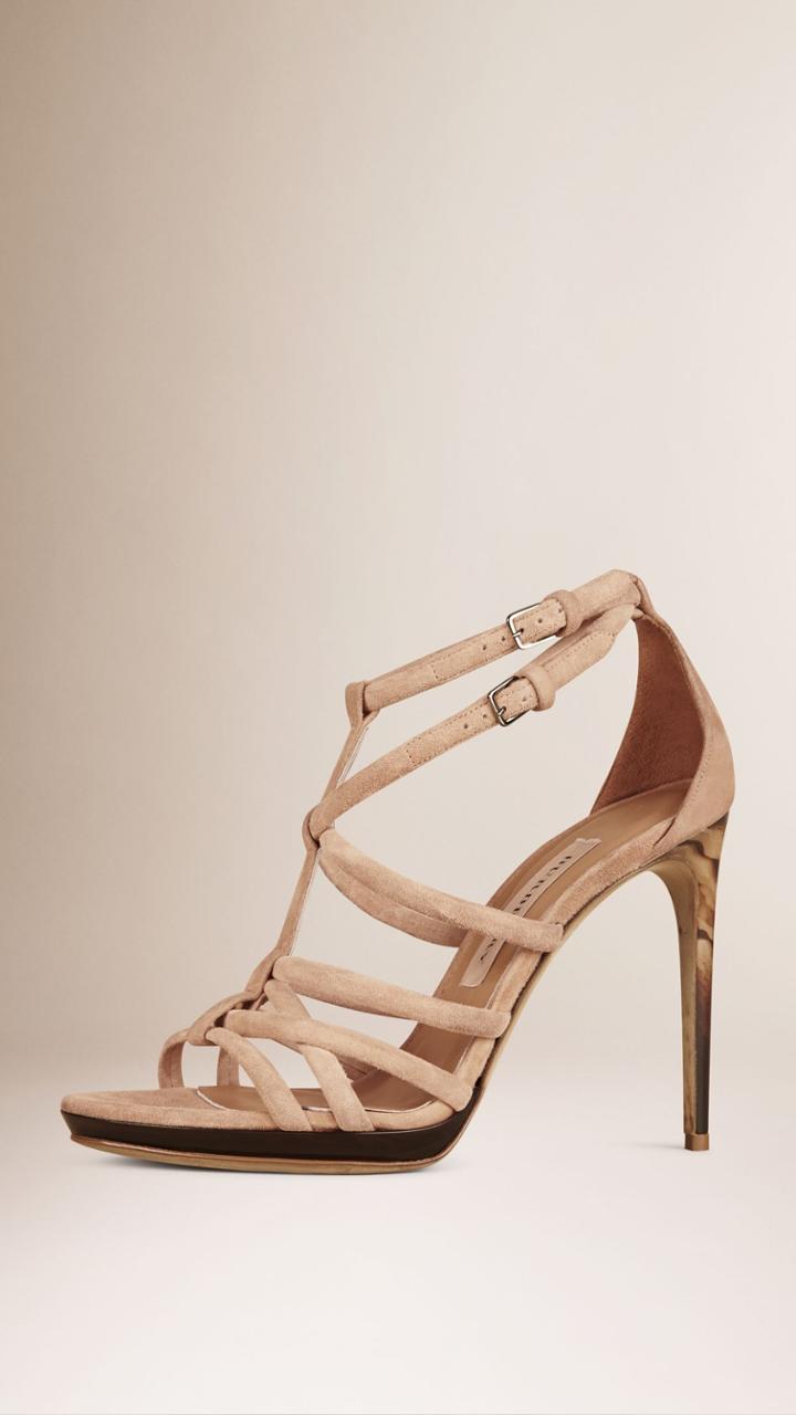 Burberry Burberry Multi-strap Suede Sandals, Size: 40.5, Yellow