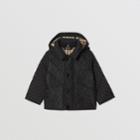 Burberry Burberry Childrens Detachable Hood Monogram Quilted Jacket, Size: 18m, Black