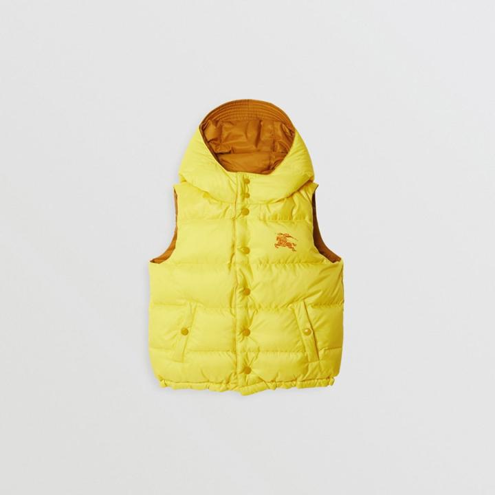 Burberry Burberry Childrens Reversible Showerproof Down-filled Hooded Gilet, Size: 3y, Yellow