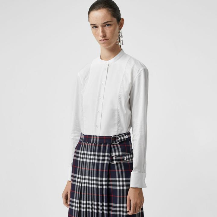 Burberry Burberry Slim Fit Panelled Bib Cotton Shirt, Size: 04, White