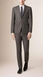 Burberry Burberry Slim Fit Virgin Wool Tweed Half-canvas Suit, Size: 44s, Grey