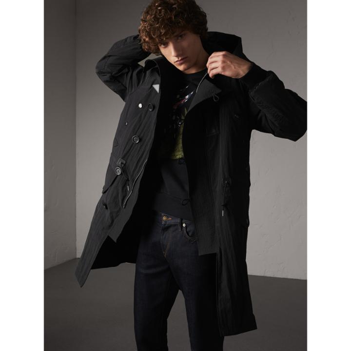 Burberry Burberry Rainproof Flyweight Parka, Size: 42, Black