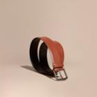 Burberry Burberry London Leather Belt With Check Detail, Size: 90, Orange