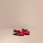Burberry Burberry Leather And House Check Ballerinas, Size: 8.5, Red
