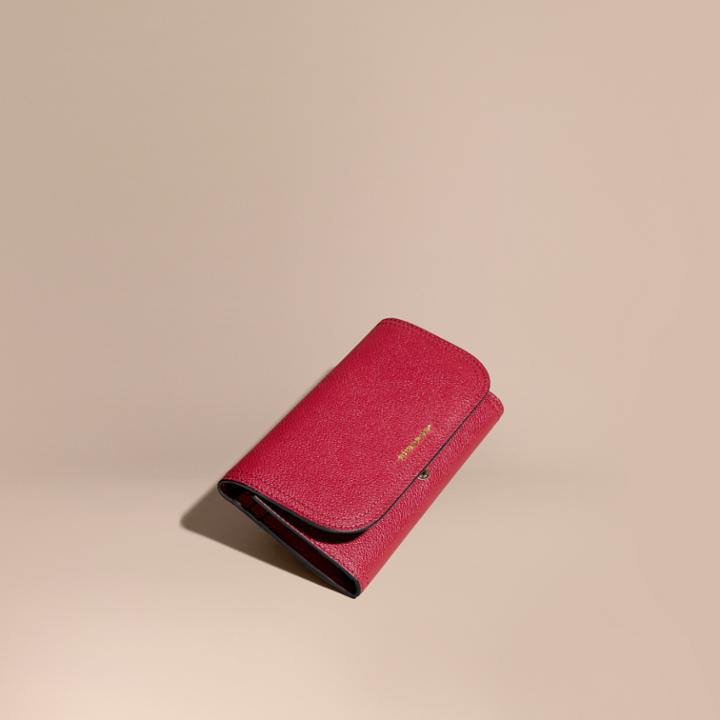 Burberry Burberry Leather Continental Wallet With Removable Coin Case, Red