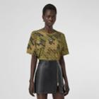 Burberry Burberry Logo Detail Monogram Print Cotton Oversized T-shirt, Green
