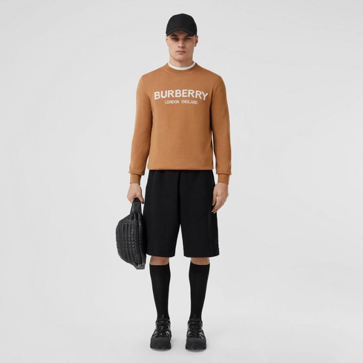 Burberry Burberry Logo Intarsia Wool Blend Sweater, Size: M