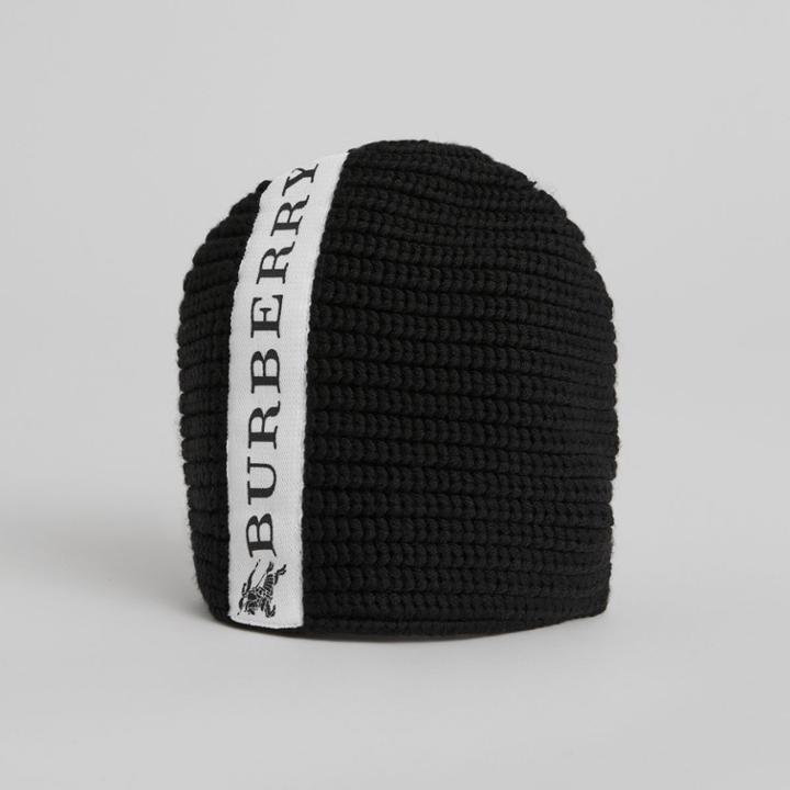 Burberry Burberry Logo Stripe Wool Beanie, Size: M