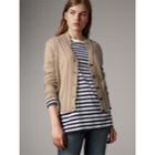 Burberry Burberry Cable Knit Detail Cashmere Cardigan, Beige