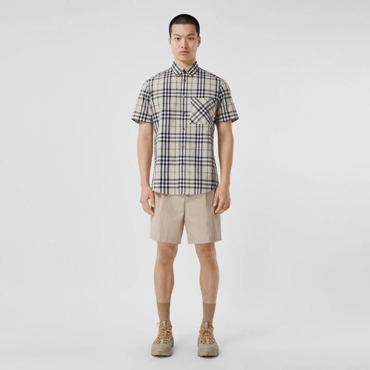 Burberry Burberry Short-sleeve Check Cotton Poplin Shirt, Size: M