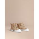 Burberry Burberry Topstitched Cotton Gabardine High-top Trainers, Size: 29, Yellow