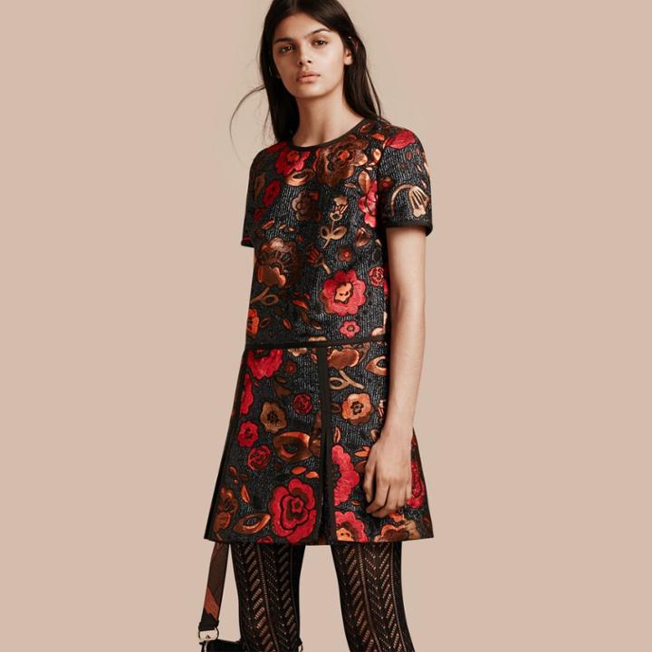 Burberry Burberry Floral Jacquard T-shirt Dress, Size: 44, Blue