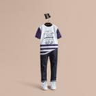 Burberry Burberry Glasses And Beard Print Striped Cotton T-shirt, Size: 4y, Blue