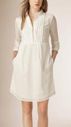 Burberry Brit Pleat Detail Cotton Shirt Dress