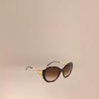 Burberry Burberry Gabardine Collection Oversize Round Frame Sunglasses, Brown