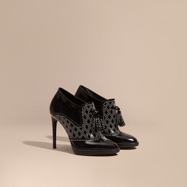 Burberry Studded And Tasselled Leather Ankle Boots