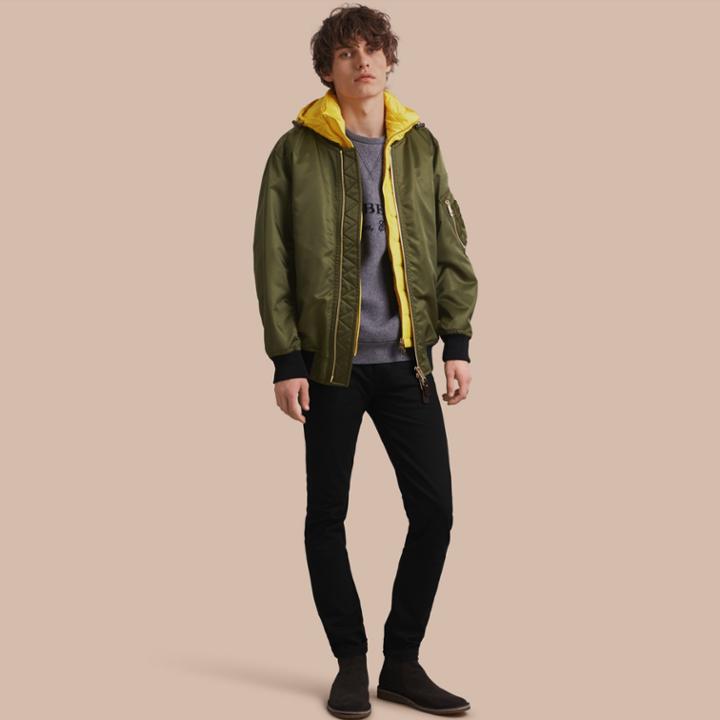 Burberry Burberry Technical Bomber Jacket With Detachable Warmer, Size: 44, Green