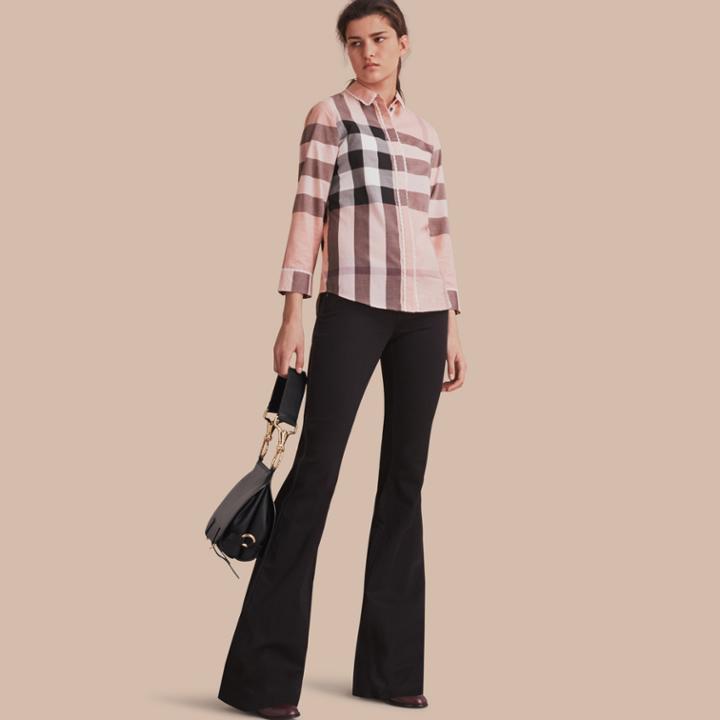 Burberry Burberry Lace Trim Check Cotton Shirt, Pink