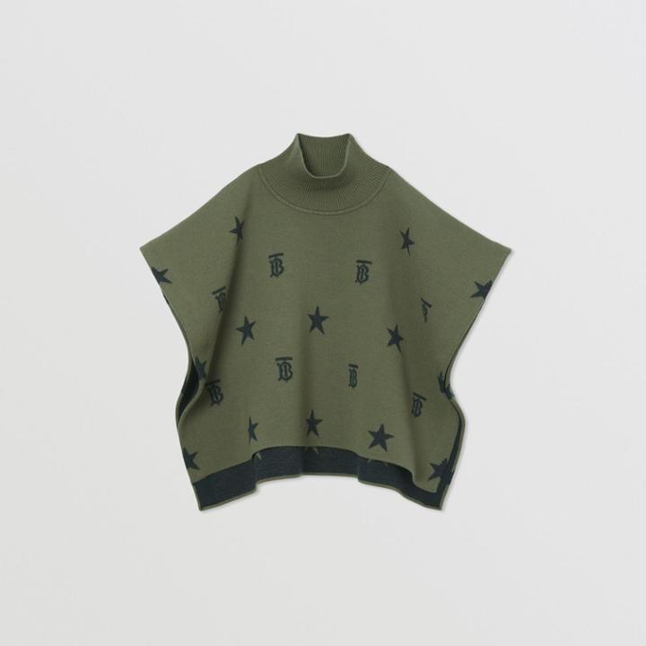 Burberry Burberry Childrens Star And Monogram Motif Stretch Wool Jacquard Poncho