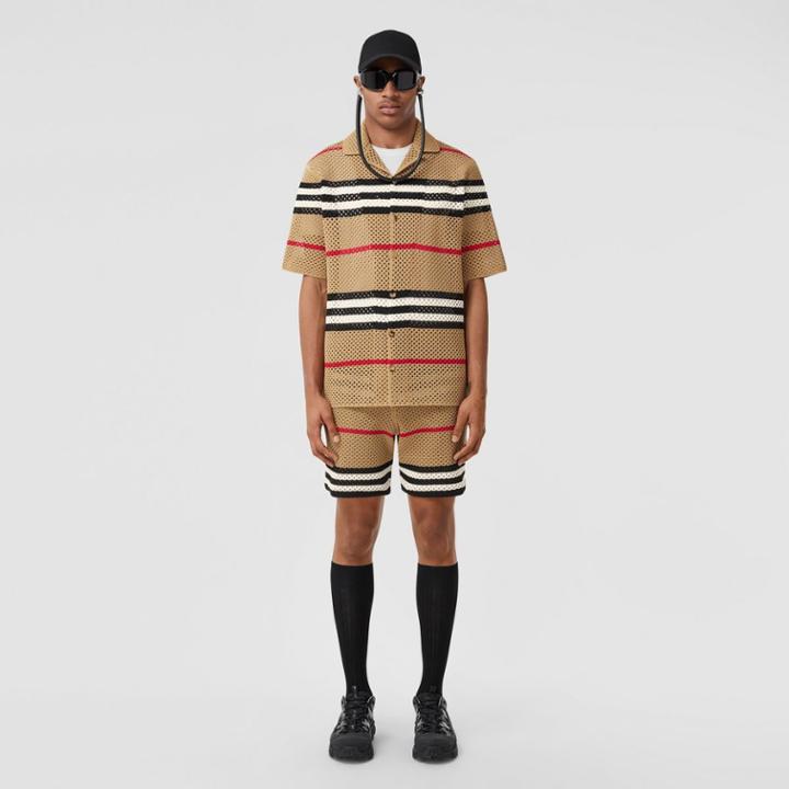 Burberry Burberry Icon Stripe Pointelle Knit Shorts, Size: M