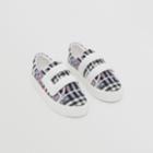 Burberry Burberry Childrens Chequerboard Stretch Cotton And Leather Sneakers, Size: 10