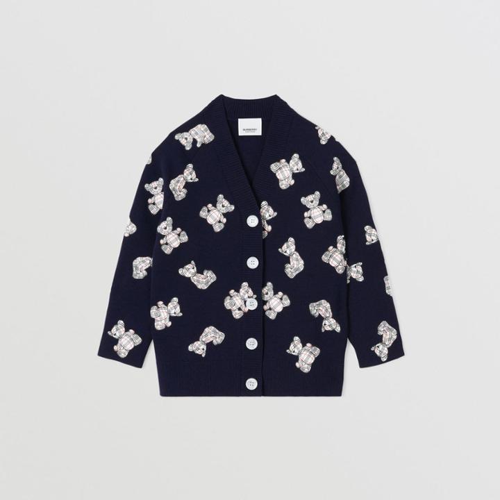 Burberry Burberry Childrens Thomas Bear Print Wool Blend Cardigan, Size: 10y