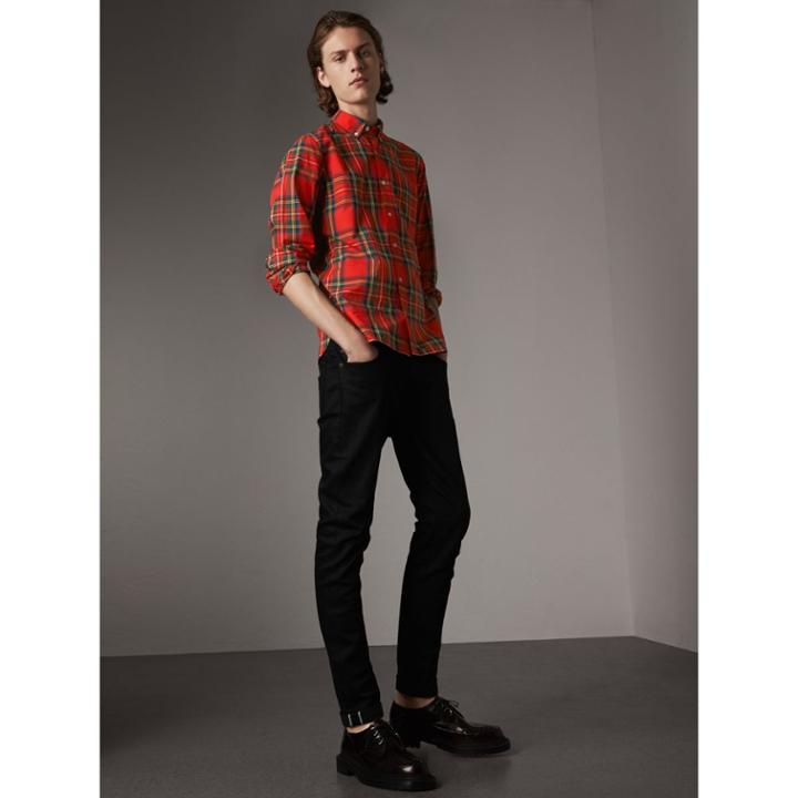 Burberry Burberry Skinny Fit Brushed Stretch Denim Jeans, Size: 34r, Black