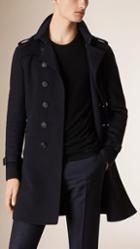 Burberry Prorsum Leather Trim Cashmere Wool Trench Coat