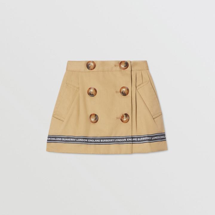 Burberry Burberry Childrens Logo Tape Cotton Twill Skirt, Size: 2y, Yellow