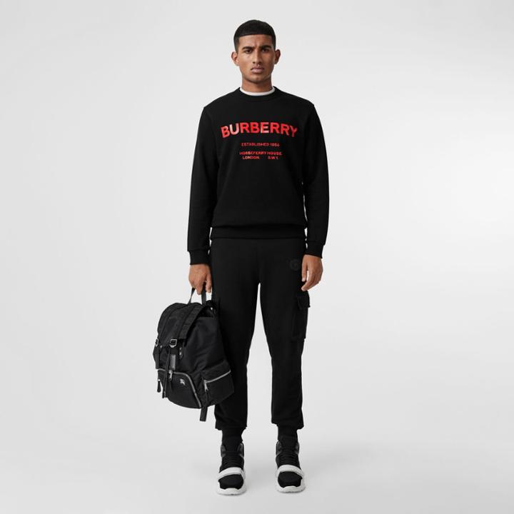 Burberry Burberry Horseferry Print Cotton Sweatshirt, Size: L, Black