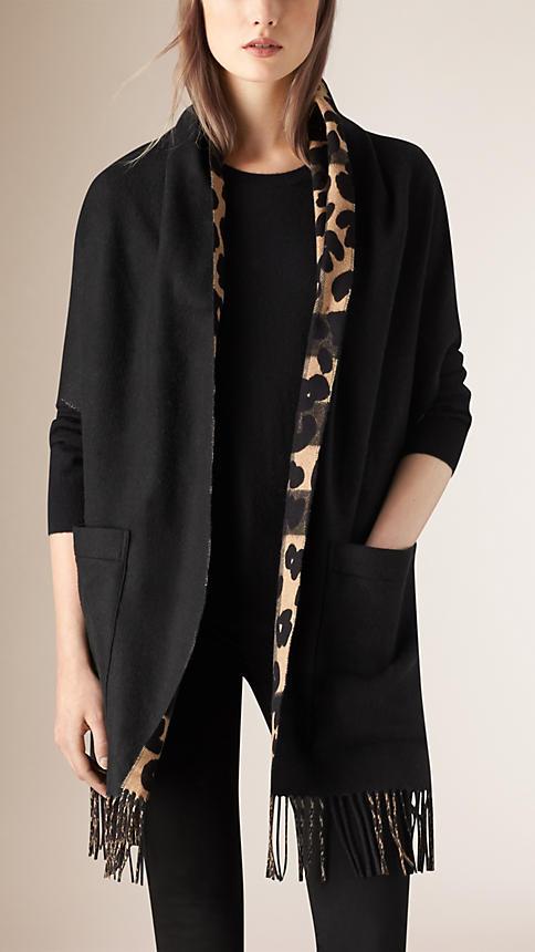 Burberry Animal Pattern Merinno Wool Cashmere Stole