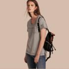 Burberry Burberry Topstitch Detail Cotton T-shirt, Grey