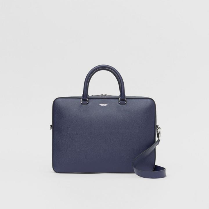 Burberry Burberry Grainy Leather Briefcase, Blue
