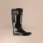 Burberry Burberry Belted Equestrian Rain Boots, Size: 37, Black