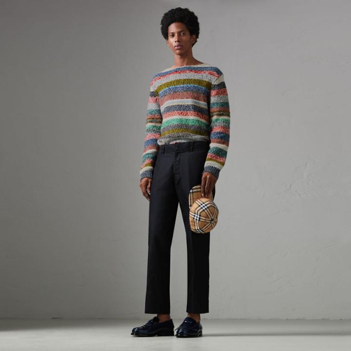 Burberry Burberry Striped Merino Wool Moulin Sweater, Beige