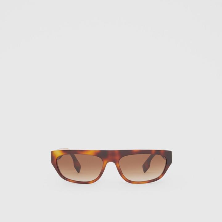 Burberry Burberry Monogram Motif Rectangular Frame Sunglasses, Amber Tortoiseshell