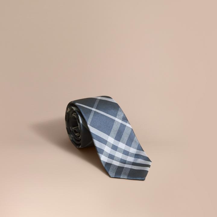 Burberry Burberry Modern Cut Check Jacquard Silk Tie, Blue