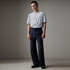 Burberry Burberry English Pinstripe Wool Wide-leg Trousers, Size: 40, Blue