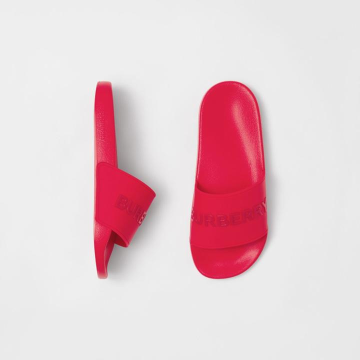 Burberry Burberry Embossed Logo Slides, Size: 36